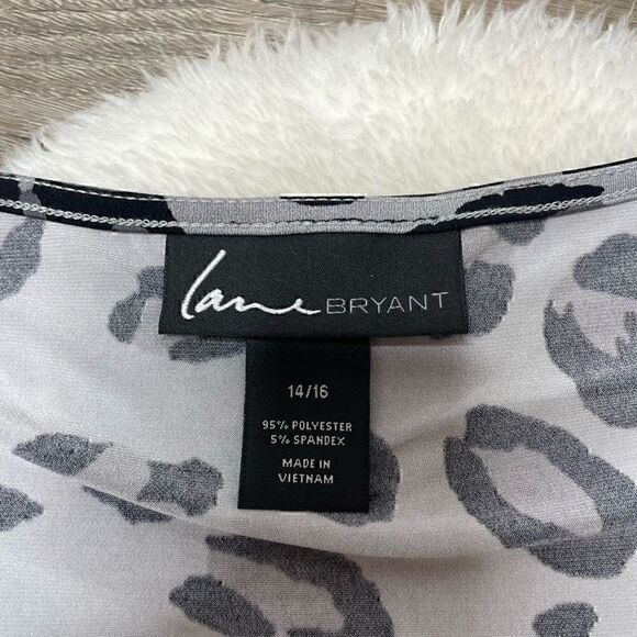 Lane Bryant Wrap Dress Grey Leopard Vneck Size 14/16 Comfy Non Iron - Picture 8 of 10
